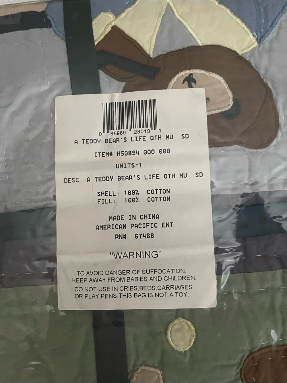 VTG American Pacific “A Teddy Bear’s Life’ Lmt’d Edition Quilt # 515 of of 5000